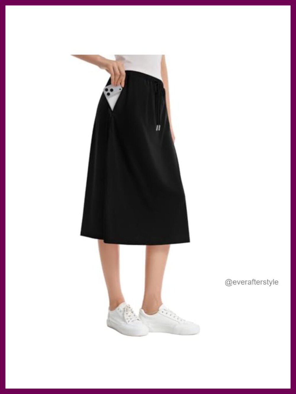28" Knee Length Skort with Pockets Built-in Shorts Wrinkle Resistant